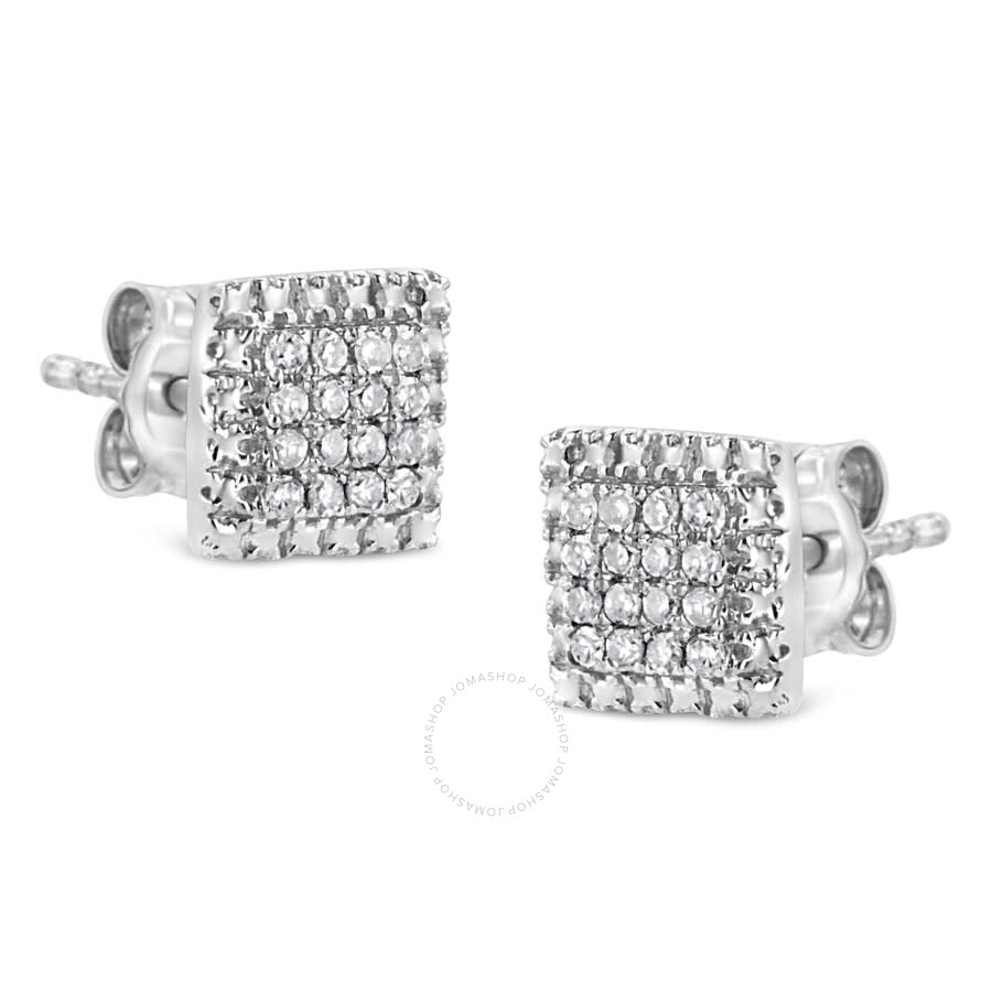 Black Diamond Mens Circle Cluster Stud Earrings 1/6ct 925 Sterling Silver Black Diamond Mens Circle Cluster Stud Earrings 1/6ct 925 Sterling Silver